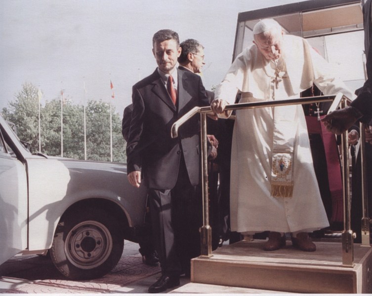 Pope John Paul II gives his blessing to the Trabant 